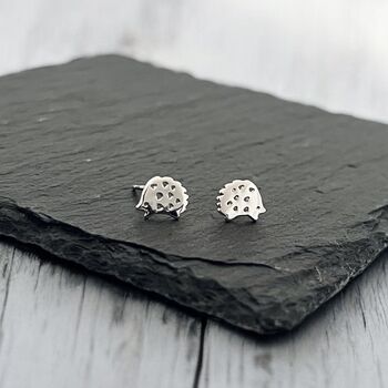 Sterling Silver Hedgehog Stud Earrings, 5 of 7