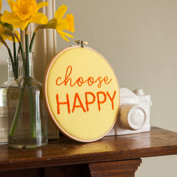 'Choose Happy' Embroidered Hoop Sign, 5 of 5