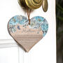 Blue Peony Mother Mini Heart Oak Wall Hanging, thumbnail 2 of 7