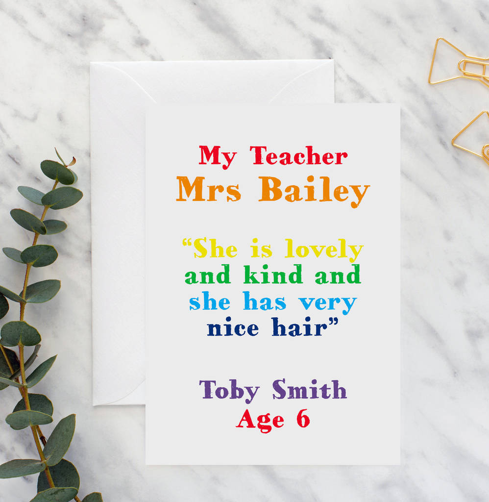 Teacher Thank You Quote Card A5 By Giddy Kipper | notonthehighstreet.com
