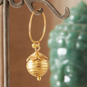 Gold Plated Silver Hoop Ball Earrings, 3 of 8