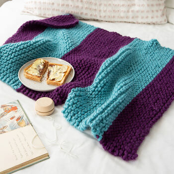 Beginners Children's Stripy Blanket Knitting Kit, 2 of 6