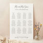 White Modern Script Personalised Wedding Table Plan, thumbnail 1 of 3
