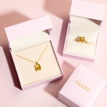 Citrine Solitaire Pendant Necklace In Sterling Silver And Gold, 11 of 11