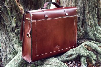 Brown Real Leather Briefcase Laptop Bag For Men, 4 of 10
