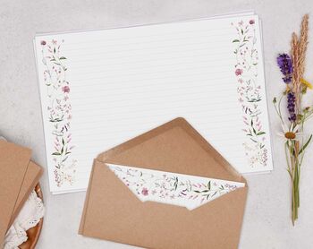 A4 Landscape Letter Writing Paper With Pink Flower Design, 4 of 5