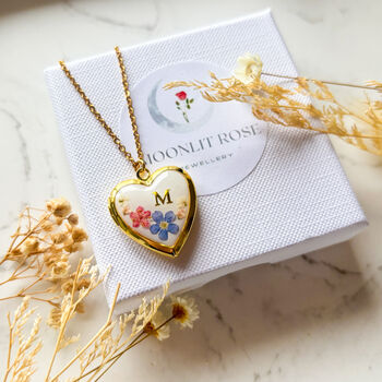 Forget Me Not Gold Heart Locket, 4 of 6