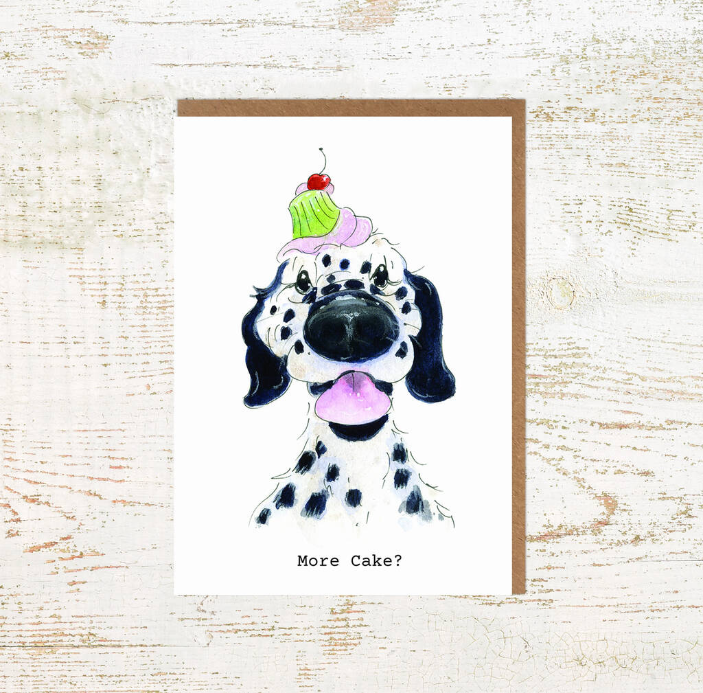 More Cake Dalmation, Dalmation Dog Birthday Card