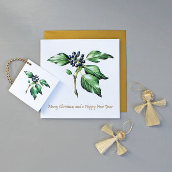 Christmas Card With Ivy Illustration, 2 of 3