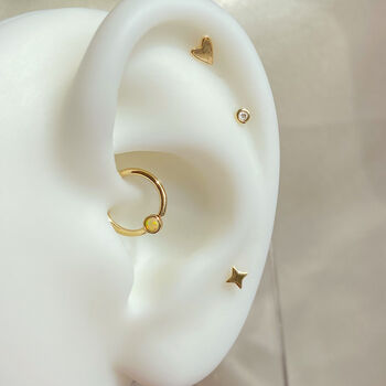 14k Solid Gold Opal Daith Hoop, 6 of 7