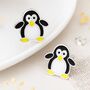 Girls Sterling Silver Penguin Stud Earrings, thumbnail 2 of 8
