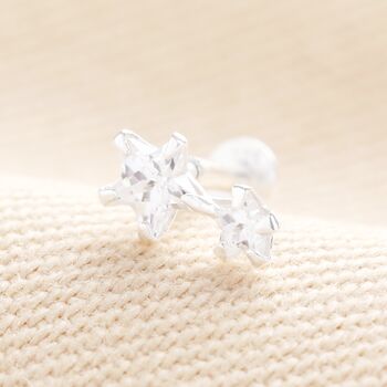 Sterling Silver Crystal Star Piercing Earring, 4 of 6
