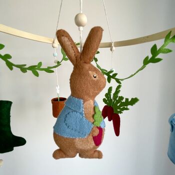 Handmade Peter Rabbit Themed Baby Cot Mobile, 10 of 10