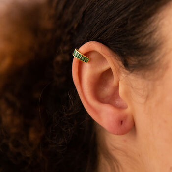 Emerald And Rainbow Gold Plated Ear Cuffs, 2 of 7