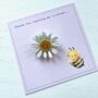 Teacher Thank You Gift Daisy Brooch On Bespoke Card, thumbnail 2 of 12