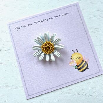 Teacher Thank You Gift Daisy Brooch On Bespoke Card, 2 of 12