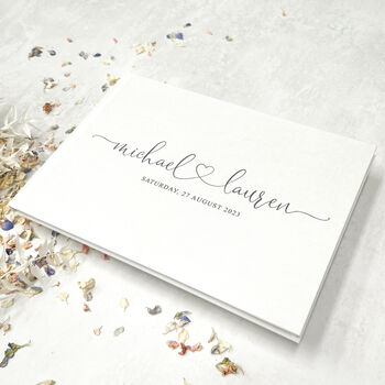 Wedding Linen Guest Book Modern Heart Design, 11 of 11
