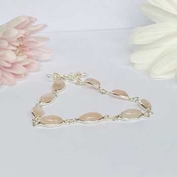 Solid Silver Bracelets With Rose Quartz Gemstones, 3 of 4