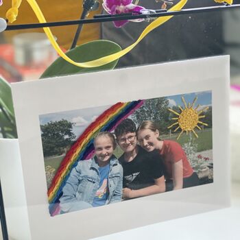 Framed Embroidered Rainbow/ Sun Doodle Family Photo, 7 of 11