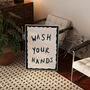 Wash Your Hands Dark Blue Bathroom Hand Painted Print, thumbnail 3 of 7