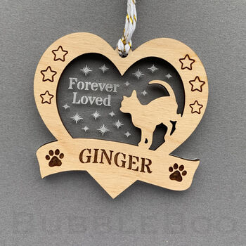 Cat Memorial Personalised Christmas Tree Decoration, 2 of 5