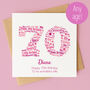 Personalised Pink Star 70th Birthday Card, thumbnail 1 of 3