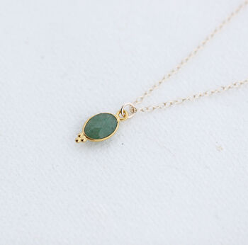Gold Oval Dotted Gemstone Pendant Necklace, 10 of 11