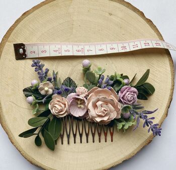 Blush And Lilac Flower Hair Comb, 3 of 3