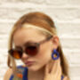Matte Sculpted Rectangle Dangle Earrings In Bright Pink, thumbnail 2 of 2
