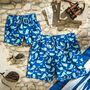 Father And Son Whales Print Matching Swim Shorts, thumbnail 1 of 8