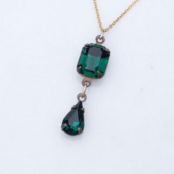 Emerald Cut Crystal Droplet Necklace, 3 of 5