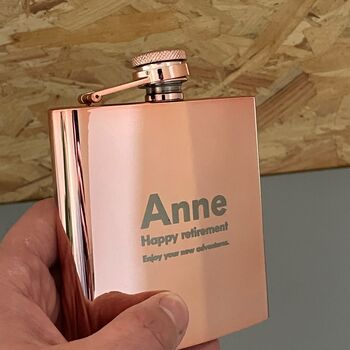 Personalised Rose Gold Hip Flask, 4 of 5