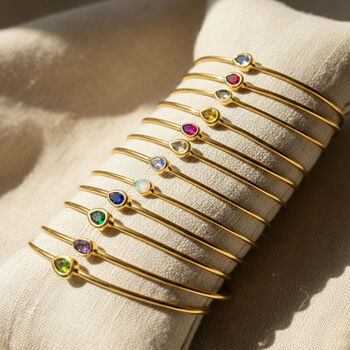 Peridot August Birthstone Gold Plated Bangle, 5 of 5