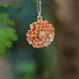 Marigold Orange Earrings And Necklace Set, Gold Tone, thumbnail 4 of 6