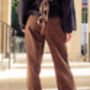 Brown Corduroy Leopard Print Wide Leg Trousers, thumbnail 8 of 8