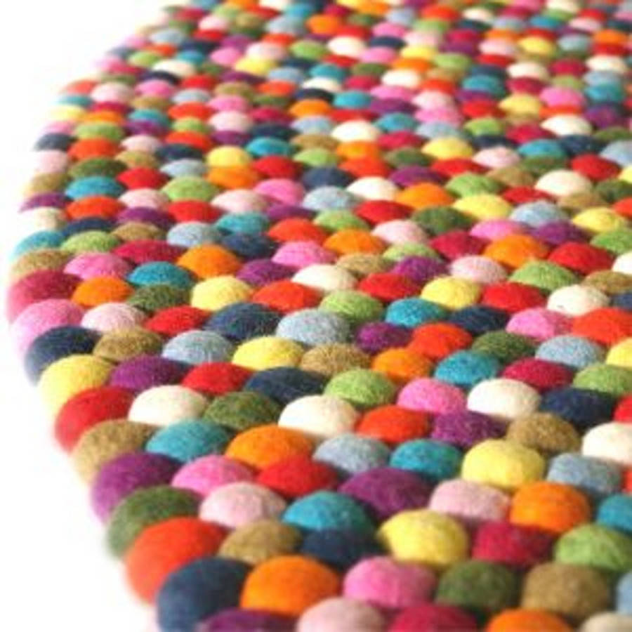 customisable felt ball freckle rug by little yellow birds
