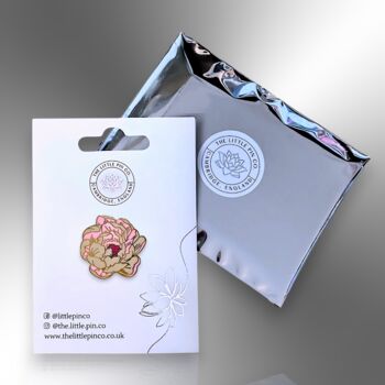 Peony Flower Hard Enamel Pin Lapel Badge, Botanical Floral Brooch, Jewellery Friendship Gifts For Women, 5 of 8