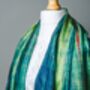 100% Mulberry Silk Scarf, Emerald Green, Aurora Borealis, thumbnail 8 of 10