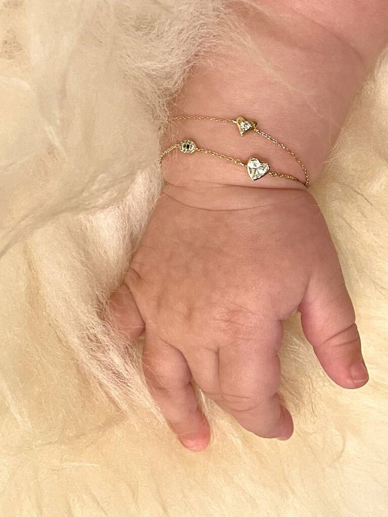 Mini Heart Diamond Baby Bracelet By Talia Naomi Jewellery