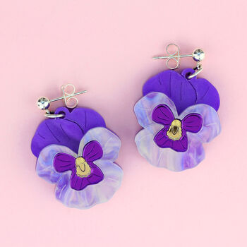 Purple Viola Earrings, 2 of 7