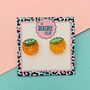 Orange Glitter Stud Earrings, thumbnail 5 of 5