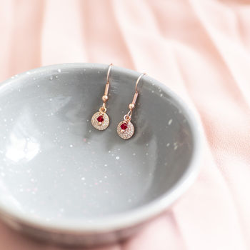 Pave Disc Birthstone Earrings, 7 of 11