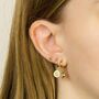 18ct Gold Plated Evil Eye Huggie Hoop Earrings, thumbnail 2 of 9