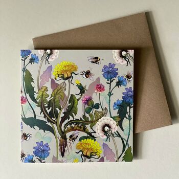 Wildflowers And Bumble Bee Blank Greetings Card, 6 of 7