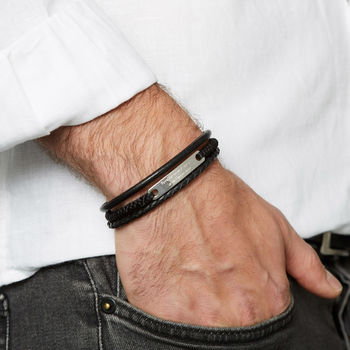 Men's Multi Strand Personalised Leather Bracelet, 2 of 8