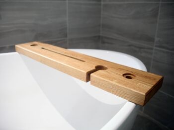 Oak Bath Caddy Or Bath Tray With iPad Stand, 4 of 5