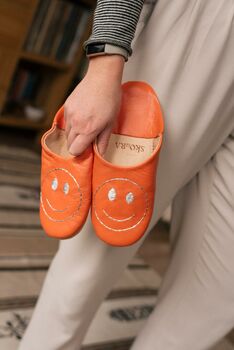 Smiley Face Leather Slippers, 6 of 7