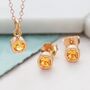 Citrine Rose Gold Plated Silver November Birthstone Necklace, thumbnail 3 of 10