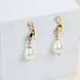 Gold Drop Earring With Alien Pearl, thumbnail 5 of 7