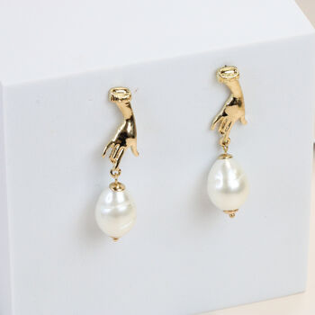 Gold Drop Earring With Alien Pearl, 5 of 7